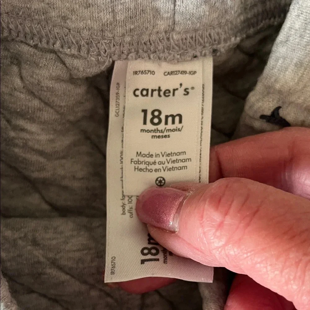 Carter's Gray Dinosaur Print Quilted Joggers Preloved